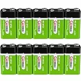GutAlkaLi Batterien 9V Blockbatterie, 10 Stück, Longlife Power für Rauchmelder, Brand- & Feuermelder, Mikrofon 6lr61 6F22 PP3 MN1604