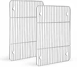 HaWare Abkühlgitter 2er Set, 100% Edelstahl Dicker Kuchengitter Auskühlgitter Backgitter Rechteckig zum Backen Braten Kühlen Grillen - 38.5 x 28 x 2 cm, Gesund & Langlebig, Spülmaschinenfest