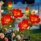 Qoosea Solarleuchten Blume für Garten Außen, 2 Stück LED Blume Solarlampe, IP65 Wasserdicht Gartenleuchten, Deko für Garten Zäune Balkon Terrasse Grab Hochzeit Party Dekoration Beleuchtung, Warmweiß