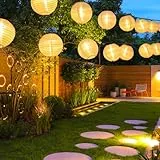 LQWELL® Solar Lichterkette Lampions Aussen Laternen 8M 30LED 2 Modi, Wasserdicht Sol Hängelampe Gartendeko Warmweiß für Balkon, Hochzeit, Hof, Party, Weihnachten Deko (1er)
