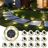 Solpex 16 Stück Solar Bodenleuchten Aussen, 8 LEDS Solarlampen für Außen Garten, Wasserdichte Solarleuchten Garten, LED Solar Solarleuchten für Aussen, Hof, Terrasse und Wege(Warmweiß)