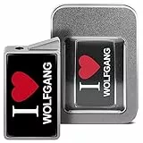 printplanet Feuerzeug mit Namen Wolfgang - personalisiertes Gasprintplanet Feuerzeug mit Design I Love - inkl. Metall-Geschenk-Box