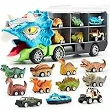 JOYIN 13-in-1 Dinosaurier-Spielzeug für Kinder 3–5, Triceraptor-Dinosaurier-Truck mit 12 zurückziehbaren Autos, Geburtstagsgeschenke, Spielzeug für 3 4 5+ Jahre alte Jungen, Transportträger LKW für
