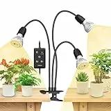 SANSI LED Pflanzenlampe für Zimmerpflanzen, 450W Vollspektrum 3-Schwanenhals Clip On Pflanzenlicht mit Timer 4/8/12 Stunden, Wachstumslampe mit hoher PPFD für Indoor Pflanzenwachstum
