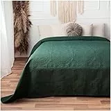 CalmyHOME Tagesdecke 200x220 Bettüberwurf Tagesdecken - Überwurf Mandala Sofaüberwurf Steppdecke Sofa Decke Bett Überwurfdecke Tages Decken Betthusse XXL Überdecke Gesteppte (Dunkelgrün)