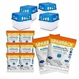 BigDean 4x Luftentfeuchter Feuchtigkeits-Stopper mit 8 x 400g Nachfüll-Beutel Granulat – Feuchtigkeitskiller Raumentfeuchter nachfüllbar + wiederverwendbar ohne Strom