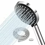 FASDUNT Chrom Duschkopf mit 2M Premium Flexibler Schlauch aus Edelstahl & 9.5L/min Durchflussbegrenzer und Filter für Duschbrause Duschköpfe Selbstreinigender, ABS Premium-Material