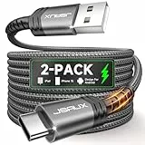 JSAUX USB C Kabel 3.1A [2 Stück 2M], Ladekabel USB C Nylon Geflochten Schnellladekabel Kompatibel mit Samsung Galaxy S25 S24 S23 Ultra S22 S21, iPhone 17 16 15 Pro Max, CarPlay, PS5 Controller-Grau