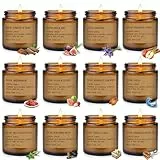 Duftkerze 12er Set Kerzen Geschenkbox, Duftkerzen im Glas, Natürliches Sojawachs 300h Brenndauer, Geschenkset für Weihnachten/Muttertag/Geburtstag/Valentinstag-Ideal für Yoga, Schlaf, Meditation, SPA