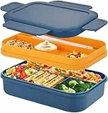 Sinnsally Lunchbox für Erwachsene,2000ml Brotdose mit Fächern,Bento Lunch Box mit Besteck Vesperbox Brotzeitbox Brotbox,Auslaufsicher Essensbox Jausenbox mit Unterteilung Frühstücksbox Vesperdose