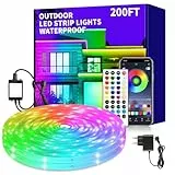 vimeepro Outdoor LED Strip Light 60M Wasserdicht mit Remote/APP Control Musiksynchronisation RGB Outdoor Led Rope Lights Farbwechsel LED band strip für Schlafzimmer Balkon Dach Garten Treppe Parteien