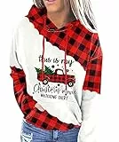 For G and PL Damen Christmas Kapuzenpullover Langarm Weihnachten Hoodie mit Tasche S