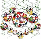 AhfuLife 24 Stück Fußball Weltmeisterschaft Hängende Wirbel, Fußball Geburtstag Party Deko Hängende Wirbel für WM Deko 2026 Fußball Geburtstag Party Bar Deko