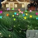 PATIOPIA Solarlampen für Außen Garten, 2 Stück 10 LEDs Wasserdicht Solarleuchten，Muticolor Glühwürmchen Solarleuchten für den Außenbereich, Terrasse, Hof, Weg, Garten (Farbwechsel)