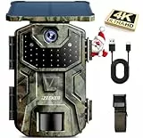 iZEEKER Solar Wildkamera 4K 30fps 48MP, Wildtierkamera mit 2600 mAh Akku, Wildkamera mit Bewegungsmelder Nachtsicht, Kein WLAN, IP66 Wasserdicht für Wildtierbeobachtung & Heim Sicherheit