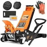 Verda Wagenheber hydraulisch 3T - Hubhöhe 75-515 mm, mit D-Griff und Fußpedal, mit Schmiernippel, 2X Gummi, Rangierwagenheber PKW Auto Heber, SUV, Doppelpumpsystem, Extra Stabil & Sicher Flacher