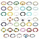 40 Stück Blumen Perlen Ring Bunte Gänseblümchen Evil Eye Perlenringe Elastische Stapel Boho Strandringe für Damen Mädchen