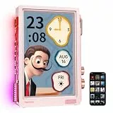 Divoom Times Frame – transparenter digitaler Bilderrahmen (10,1-Zoll) mit WLAN und 64 GB, IPS-Display mit Schweb-Effekt und RGB-Drehknopf, 400+ Zifferblätter, Widgets und Pixel-Art-Community (rosa)