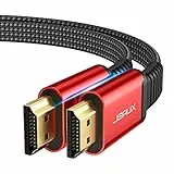 JSAUX HDMI Kabel 1M[4K@60Hz,HDMI 2.0,18Gbps] 4K Flach HDMI 2.0 Kabel Highspeed 3M HDMI Nylon Geflochten Kabel Support 3D HDR UHD 2160p 1080p Ethernet ARC kompatibel mit PS3/4 TV PC Rot