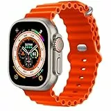 MroTech Silikon Ocean Armband Kompatibel mit Apple Watch Ultra2 / Ultra 49mm, 45mm 44mm Armband Soft Sport Ersatzarmband für iwatch Serie 10 9 8 7 6 5 4 3 2 1 SE SE2 Silikonband,49/45/44 Orange