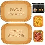 BYKITCHEN 160 Stück Backpapier für Heißluftfritteuse COSORI 2 Kammern, Dual Zone Air Fryer 8,5 L, Airfryer Backpapier für Cosori CAF-R901-AEU, Airfryer Zubehör für Heißluftfritteuse Doppel Basket