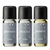 Duftöle von miaono - Wunderbare Welt der Düfte - Aromaöle für himmlichen Raumduft (Bittermandel-Moschus-Sandelholz, 3er Set 3x10ml)