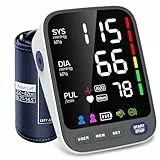 WAJ Blutdruckmessgerät, Blutdruckmessgerät Oberarm mit großer Manschette (22-42 cm) für zu Hause | Extra großes 6,4-Zoll-LED-Display | Arrhythmie-Erkennung | 2×120 Speicherplätze | Pulsmessung