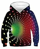 Goodstoworld Pullover Mädchen Pulli Jungen Hooide 3D Sweatshirt Kinder Kapuzenpullover Langarm Pullover Bunte Kapuzenpullis Freizeitkleidung Farbwirbel 12-13 Jahre