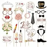 25 Stück Fotobox Accessoires Hochzeit Set, Foto Requisiten für Party Geburtstag JGA, Photo Booth Props, Lustige Fotobox Zubehör für Unvergessliche Erinnerungen