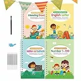 Schulhefte zum Schreiben mit magischer Anleitung, Übungsheft für Handschrift | Kalligraphie, wiederverwendbar, 1 Set zum Plotten von Buchstaben im Alter von 3 – 8 Jahren, Lernen des