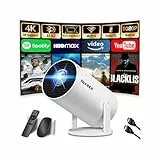 Beamer 4K Projektor Full HD 1080P【2026 Modell】 Mini Beamer mit WiFi 6 und Bluetooth 5.2, Android Tragbarer Projector 270° Dreh mit Auto Keystone für PC/HDMI/USB，mit Maus und Fernbedienung, Weiß