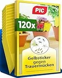 PIC Gelbsticker Trauermücken - 120x Gelbtafeln gegen Trauermücken, Effektiv Gelbfalle für Trauermücken und gegen kleine fliegen in blumenerde, Alternativ zu Nematoden gegen Trauermücken bekämpfen