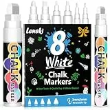Lenski Kreidestifte für Tafel Abwaschbar, 8 Stück Weiß Kreidestifte für Fenster, Kreidemarker Whiteboard Marker Fenstermalstifte Fensterstifte Tafelstifte, Einschulung Mädchen, Schultüte Füllung