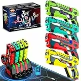 Wiederaufladbare Laser Tag Guns Set - VATOS Laser Tag 4 Spieler mit Ladestation, Keine Westen erforderlich, Infrarot-Laserpistolen mit Datenanzeige für Kinder Jugendliche Erwachsene Familie Gruppe