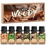 SALKING Holziger Ätherische Öle Set, Aromatherapie Duftöl GeschenkSet, Naturrein Duftöle für Diffuser Seife, Kerzen, Frankincense, Zedernholz, Sandelholz, Teakholz, Zypresse, Patchouli