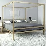 DHP Furniture Modern Canopy Gold Metal Bed Superking