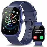 STECEi Smartwatch für Herren & Damen, 1,95'' HD Curved-Display, Bluetooth-Anruf entgegennehmen/tätigen, 112 Sportmodi, Fitnessuhr mit Schrittzähler/Schlafanalyse/Pulsmesser, IP68 wasserdicht, Blau