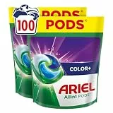 Ariel Waschmittel Pods All-in-1, Flüssigwaschmittelkapseln 100 Wäschen, Color+, Fleck-Weg-Power ab der 1. Wäsche, selbst in kaltem Wasser