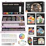 Shuttle Art 202 teiliges Malset, Lila Deluxe Malkoffer mit Acrylfarben, Buntstift, Ölpastellkreide, Aquarellfarben, Wachsmalstifte, Malbuch, Künstlerkoffer, Malset für Kinder und Erwachsene