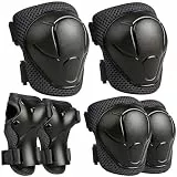 6-in-1 Schonerset für Kinder - Maximaler Schutz für 3-7 Jahre Knie, Ellbogen & Handgelenke, ideal für Inlineskaten, Skateboarding & Rollerfahren (Schwarz)