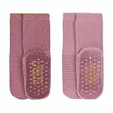 LÄSSIG Unisex Kinder Anti-Rutsch Socken 2er Set/ Rosewood Größe 27-30