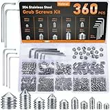 HOLMOL 360 Stück Kegelspitz Madenschrauben Set Edelstahl, Innensechskant Gewindestifte mit 5 Stück Schraubenschlüssel, M3/M4/M5/M6/M8 Madenschrauben Türklinke für Reparaturen