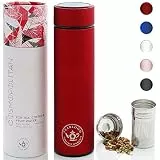 Teabloom Becher für alle Getränke - 480 ml/Isolierflasche aus gebürstetem Metall - Teeflasche - Reiseflasche - Für kaltes Gebräu - 2-Wege-Zubereiter - In 5 Farben erhältlich