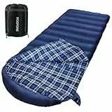 Poepore Schlafsack Outdoor Winter für Erwachsene Extra Breit 4 Jahreszeiten XXL Schlafsäcke Warmer Baumwolle Flanell Deckenschlafsack beim Camping Wandern Abenteuern 230 * 100CM Blau