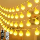 100 LED Lichterkette Strombetrieben,15M Lichterkette Kugel warmweiß mit Stecker für Außen und Innen,IP44 Wasserdicht Lichterketten mit Dimmbar Fernbedienung,Ideal für Zimmer,Weihnachten,Party,Garten