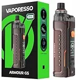 VAPORESSO ARMOUR GS Kit | 80W DTL Vaping Kit with 5ml Top Airflow & Top Filling ARMOUR G Pod Fit GTX coils, Compatible with 18650 Battery (Sold Separately) (Braun)