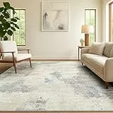 SOANNY Teppich Wohnzimmer Kurzflor, super weich, modern abstrakt, waschbar & rutschfest, für Wohnzimmer, Schlafzimmer, Kinderzimmer, Esszimmer, Büro, Beige-Grau, 120x170 cm