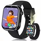 Smartwatch Kinder mit GPS und Telefon, IP68 Kinder Smartwatch mit Videoanruf, Zwei-Perspektiven, SOS, Schulmodus, Voice Chat, Taschenlampe, Schrittzähler Wecker Kinderuhr für Mädchen Jungen, Schwarz