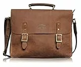 KLONDIKE 1896 Aktentasche aus echtem Leder Bill, hochwertige Echtleder Umhängetasche Vintage (mid Brown)