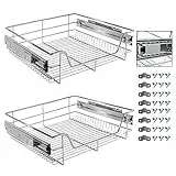 Arebos Teleskopschublade - für Schrankbreite 30 40 50 oder 60 cm | verchromt/Setwahl- Küchenschublade Korbauszug Schrankauszug, Schubladeneinsätze für Küchenschrank | 2 x 60 cm